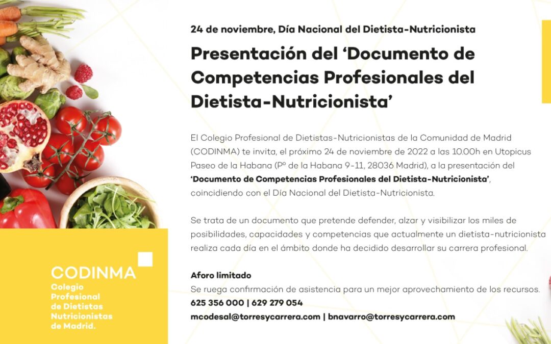 Presentación del Documento de Competencias Profesionales del Dietista-Nutricionista